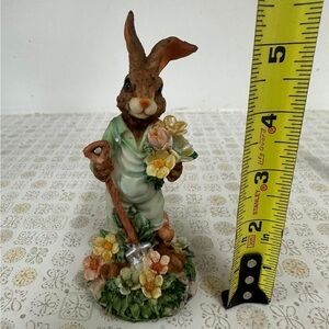 Whimsical Easter Bunny Figurine with Floral Accents